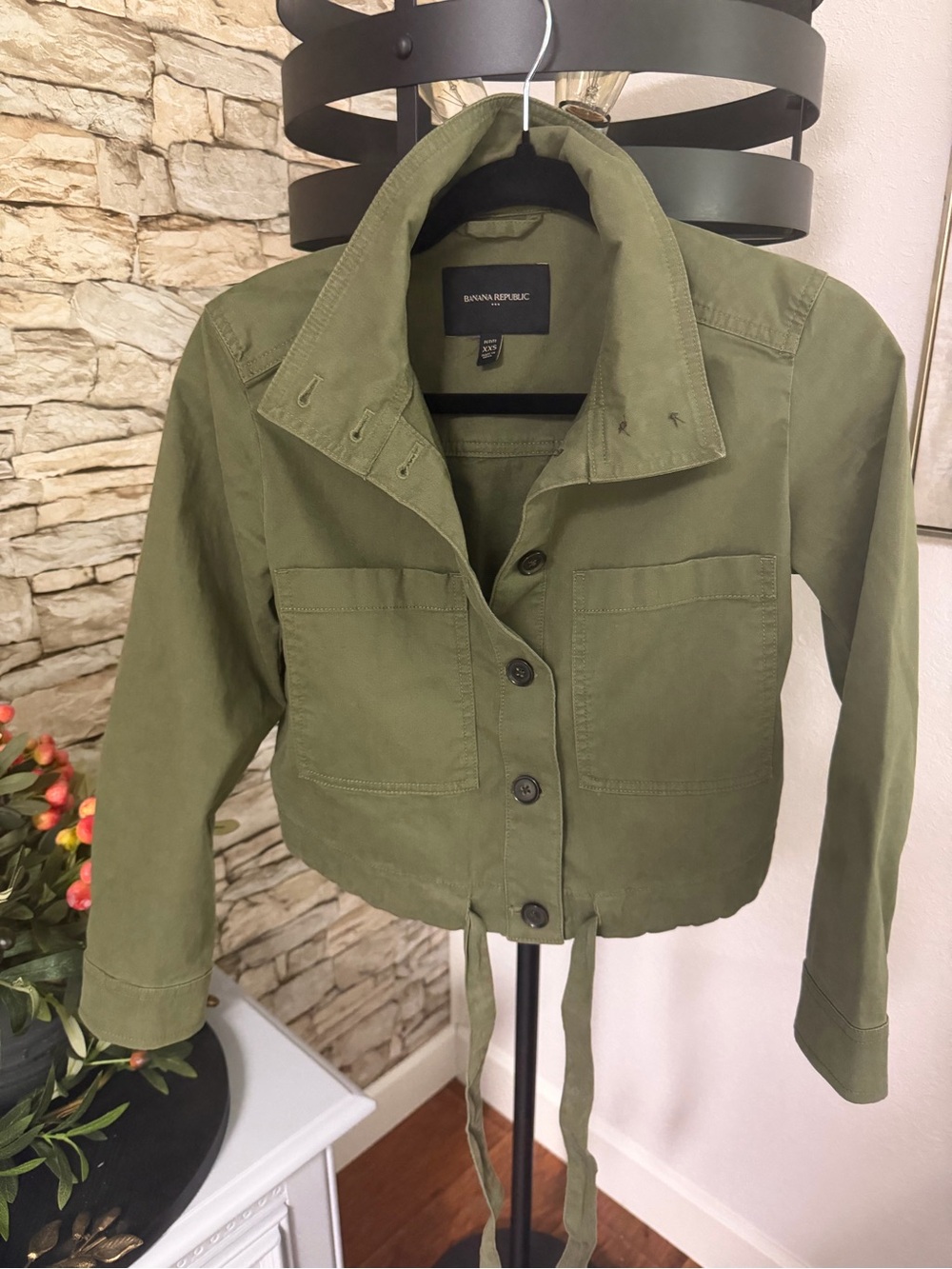 Banana Republic Olive Utility Cropped Jacket